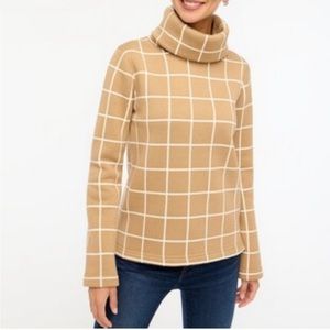 J.CREW NWT $90 Tan White Striped Turtleneck Sweater Top in Supersoft Yarn XXS